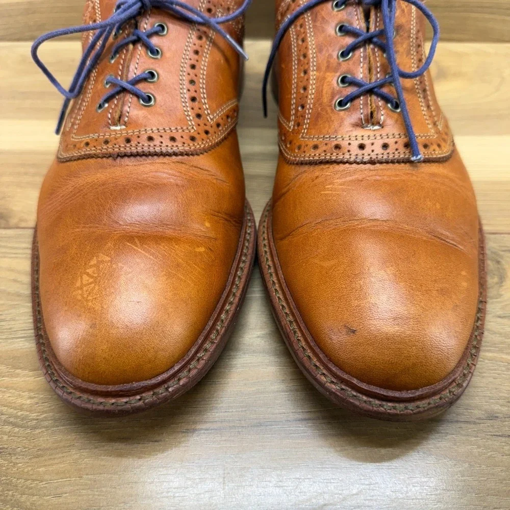 ALLEN EDMONDS Finch Oxfords Saddle Leather Mens 10.5 E Walnut Business Casual